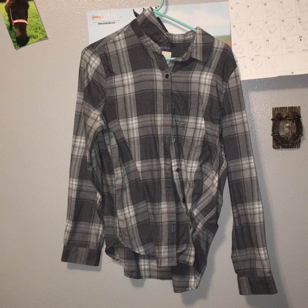 Grey plaid flannel.
